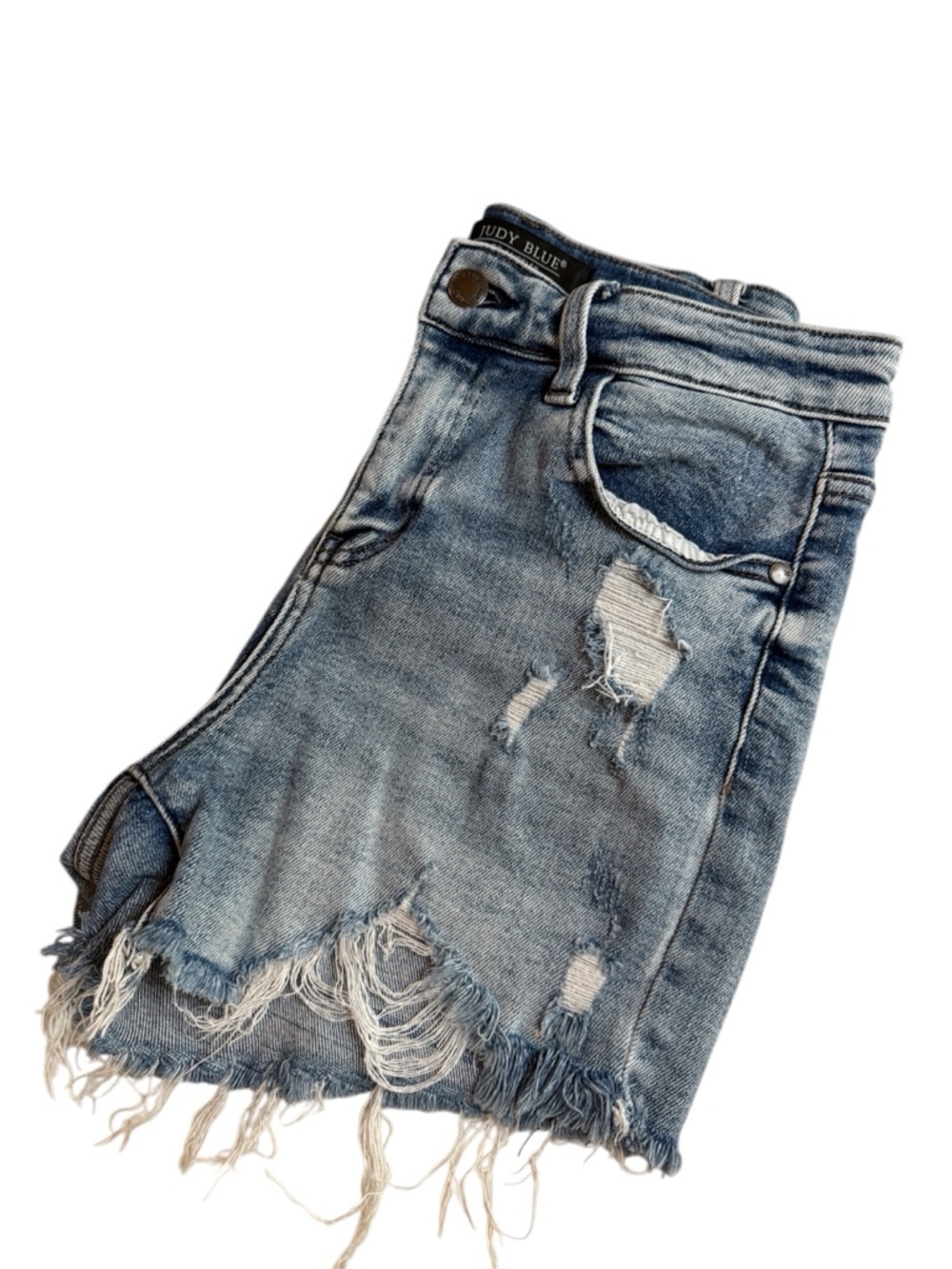 Judy Blue Light Blue Distressed Denim Shorts